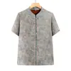 Camisa corta de manga corta holgada estilo chino, nuevo estilo de verano para madres de mediana edad y mayores, top camiseta a la moda