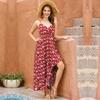 Amazon Europa y América Exportación Transfronteriza Comercio Exterior Falda Floral Francesa Vestido Largo de Algodón con Volantes Irregular