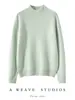 26 Nuevos Modelos de Otoño e Invierno 100% Cachemir Suéter de Punto de Cuello Alto para Mujer Suéter de Manga Larga Cálido de Punto Capa Base Holgada
