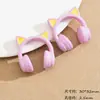 Auriculares con Orejas de Gato Dibujos Animados Cuentas Perforadas Pintura Acrílica Recubierta Cadena de Teléfono Pulsera Accesorios de Joyería DIY Materiales