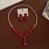 Juego de Joyería para Novia, Collar de Dos Piezas de Alta Gama, Pendientes, Pulsera, Vestido de Novia, Lujoso y Elegante, Accesorios Versátiles