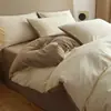 Juego de ropa de cama de cuatro piezas 100% algodón, algodón lavado, transpirable, cómodo, inspirado en la dopamina, diseño vibrante de bloques de color, disponible para envío directo