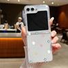 Funda Plegable Transparente para Teléfono Serie Zflip con Estampado de Corazones Pequeños, Adecuada para Zflip7/6/5 con Protección de Bisagra Metálica