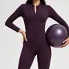 Macacão de Yoga com Zíper Transfronteiriço para Uso Externo, Forrado com Fleece, para Esportes de Alta Intensidade, Ajustado ao Corpo, Quente