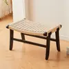 Taburete de Sofá Trenzado con Cuerda de Madera Maciza Taburete para Tocador de Sala de Estar Taburete para Vestíbulo del Hogar para Cambiar Zapatos Taburete Vintage Tipo Silla de Montar
