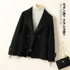 Jaqueta curta de alta qualidade, elegante, em mistura de lã dupla face - um novo estilo outono/inverno, perfeita para mulheres baixinhas, oferecendo um caimento moderno e relaxado