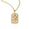 Colgante de Nicho Estilo Europeo y Americano Acero Inoxidable Chapado en Oro de 18K Aceite Goteando Lleno de Diamantes Doce Constelaciones Collar Cuadrado Colorido para Mujer
