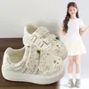 Zapatos Blancos con Velcro Estampado de Gato para Niñas, Zapatos de Plataforma con Suela Gruesa para Aumentar la Altura, Zapatos sin Cordones para Estudiantes, Tenis Versátiles para Niños