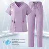 Ropa de trabajo personalizada para mujeres en los campos médico y de belleza, técnicos, doctores y enfermeras; conjuntos separados de manga corta y pantalón largo para hombres y mujeres