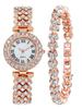 Tendência de Moda Negócios Versátil Luxo Estrelas Cravejadas de Diamantes Elegante Conjunto de Relógio de Quartzo com Conjunto de Pulseira Cravejada de Diamantes