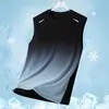 Camiseta sin mangas de tirantes con degradado, deportiva, de secado rápido, de seda helada, para hombre, de verano, para correr, baloncesto, fitness, entrenamiento de fuerza