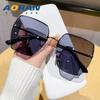 Gafas de Sol de Moda sin Marco con Lentes de Color para Proyección Fotográfica Urbana Trendy 7170 Gafas de Sol para Mujer