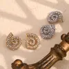 Pendientes de Acero Inoxidable Chapados en Oro de 18K con Perlas y Circonitas, Diseño de Nicho de Personalidad de Temperamento Europeo y Americano