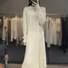 Vestido elegante de mujer de estilo coreano con solapa de ganchillo y hebilla, vestido de punto de lana elegante para ir al trabajo y adelgazar.