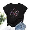 Spot Wish Eaby Amazon Export Ropa Europea y Americana Camiseta Holgada de Cuello Redondo y Manga Corta para Mujer Flores Creativas