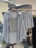 Luz azul Moda Três- peça Protetor Solar Longo- manga comprida camisa estilingue verão novo Larga- perna shorts idade-reduzindo terno na moda