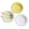 Plato de encaje color crema para uso doméstico, plato para fruta de desayuno, plato de ensalada, plato de verduras, plato de plástico estilo crema para snacks, plato de paja de PP