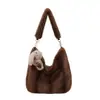 Bolsa de Pelúcia Feminina Grande Capacidade Tote Bag 2026 Outono/Inverno Nova Bolsa de Mão de Luxo Bolsa Fofa Moda Bolsa de Pelúcia