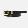 Cinturón Fino Simple de Cuero Genuino para Mujer, Cinturón Decorativo Versátil para Jeans y Vestidos de Mujer con Hebilla Cuadrada Retro