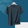 Camiseta de seda de hielo de verano para hombre, cuello redondo, ropa de secado rápido, manga corta, fina, transpirable, manga media, talla grande, deportiva, holgada, de moda.