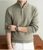Suéter de punto grueso para hombre, 700g, con cuello alto y cierre de cremallera, de manga larga, moderno, casual, versátil, cálido y cómodo, disponible para venta al por mayor