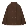 Ins moda mujer estilo europeo y americano transfronteriza venta al por mayor colección otoño 2026 nuevo abrigo de lana largo de manga larga elegante versátil de doble botonadura