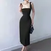 Verano Nuevo Espalda Hueca Chica Picante Elegante Espalda Descubierta Interior Ajustado Ceñido a la Cintura con Tirantes Vestido Mujer
