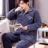 Pijama Acolchado de Tres Capas para Hombre de Invierno Versión Amplia Engrosada Versión Holgada Forro de Terciopelo Traje Cálido Casual para el Hogar