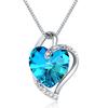 Colar Azul Amazon para Mulheres Dia dos Namorados Colar em Formato de Coração Corrente de Clavícula de Cristal Elegante Presente de Aniversário para Namorada