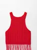Al por mayor de exportación estilo europeo y americano transfronterizo Ropa de mujer Aliexpress Nuevo Z Borla Cuello Redondo Sin Mangas Chaleco de Punto Top