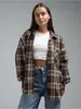 Camisa de Manga Larga a Cuadros y Rayas Versátil Estilo Retro Amazon OZON con Bolsillo para Mujer Primavera/Otoño 2026
