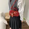 Bolso de Mano Rojo Retro para Mujer Bolso Tote Pequeño 2026 Nuevo Bolso Cuadrado Pequeño Simple Bolso Versátil de Hombro Cruzado