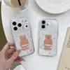 Funda floral de cuero negro de conejo Miffy adecuada para Apple 18 Pro Max, iPhone 17, linda 16 de dibujos animados 15 con protección de borde