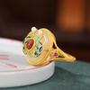 Anillo Yilu Silver S925 Plata Esterlina Chapado en Oro Cloisonné Jaspe Hetian Rojo del Sur Marea Nacional Xiangyun Anillo Estilo Étnico