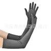 Accesorios para Mujer de los Años 1920 Spandex Satén Flocado Guantes de Charol Accesorios de Disfraz para Fiesta de Baile Transfronteriza en Stock