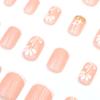 Parche de uñas postizas cortas francesas simples y suaves de deseo puro con brillo de estrella de flor blanca europea y americana lote mixto