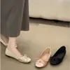 Primeiro Encontro Brisa Suave Bico Redondo Laço Cetim Sapatilhas Planas para Mulheres, Versátil de Verão Sola Macia Elegantes Sapatilhas de Ballet