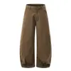 Pantalones casuales de color liso Cleanfit, diseño de silueta moderna para hombre, pantalones de pierna ancha holgados plisados