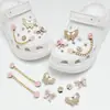 Compatible con Crocs Cadena Dorada con Purpurina Lujo Ligero Pedrería Accesorios DIY Flores para Zapatos Decoración de Girasol Hebillas para Zapatos Mayoreo