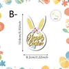 Letrero de Madera del Conejo de Pascua Transfronterizo con Decoraciones de Letras de Colores, Etiqueta para Colgar en la Pared del Jardín, Artículo para Ambiente Festivo