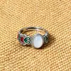 Anillo para mujer, nuevo estilo chino, estilo nacional, retro, estilo étnico, personalizado, artístico, esmalte, temperamento, envejecido, superficie con forma de huevo, anillo ajustable