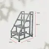 Escada de Degraus Espessada para Armazém, Casa e Uso Industrial, com Corrimãos, Três ou Quatro Degraus, com Rodas, Escada de Escalada Móvel
