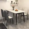 Juego de mesa y sillas de comedor de pizarra para uso doméstico en apartamentos pequeños, mesa de comedor rectangular moderna de lujo ligero para sala de estar