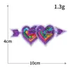 Parche de Tela Bordado con Lentejuelas de Corazón Flecha Flecha de Cupido Corazón de Melocotón con Forma de Corazón Bordado por Computadora Parche Adhesivo DIY para Ropa