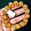 Pulsera de Cristal Dorado de Cabello Natural de Brasil para Mujer Pulsera de Cristal de Titanio Dorado para Hombre Cristal Amarillo de Cabello Cristal Amarillo Cuentas de Transferencia de Cristal Pulsera para Pareja Regalo