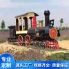 Modelo de Locomotiva de Vagão-Restaurante Retrô Simulação Trem Verde ao Ar Livre 1:1 Locomotiva de Ferro Forjado Vagão-Restaurante para Área Cênica Comercial