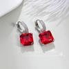 Pendientes Cuadrados de Princesa Europeos y Americanos Cruzados Temblorosos Pendientes de Corindón Rojo Circonita Venta Caliente Tesoro de Color Simulado Pendientes de Gama Alta para Mujer