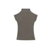 Ins Moda Europeia e Americana Transfronteiriça 2026 Nova Moda Estilosa Amazon Atacado de Roupas Femininas Gola Alta Manga Curta Slim Fit Cor Sólida Camiseta