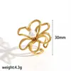 Anillo de joyería de acero de titanio con diseño de hojas y flores europeas y americanas transfronterizo, anillo de acero inoxidable de alta calidad con personalidad y temperamento para mujer, no se decolora