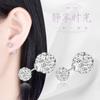 Pendientes de plata de ley 925 con incrustaciones de diamantes y circonitas para mujer, con doble cuenta y doble cara de diamantes de imitación Shambhala.